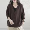 Retro Style Sweater Jacket for Women Spring and Autumn New Style V-neck Loose Knit Cardigan Casual Top