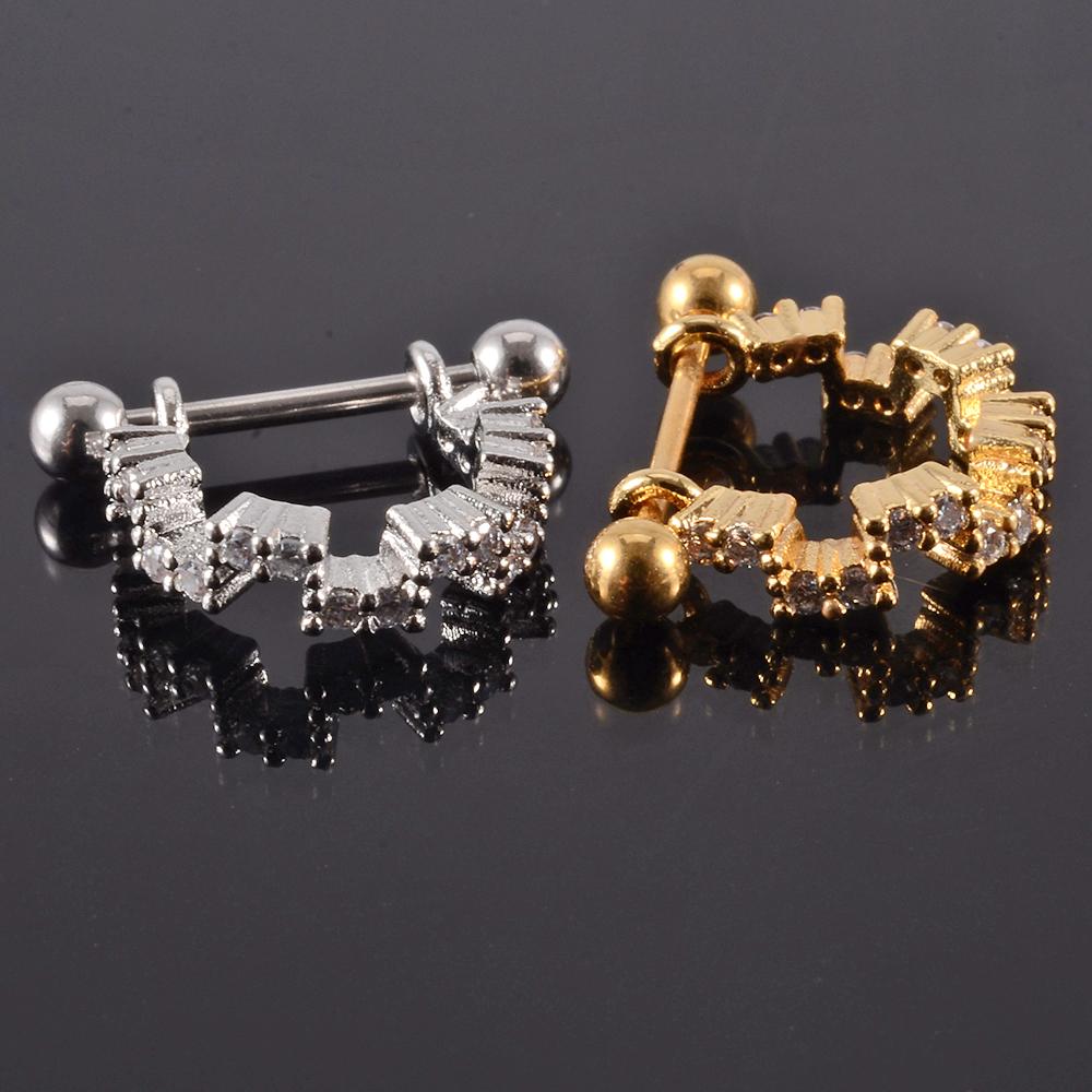 1pc Ear Tragus Cartilage Ring Stainless Steel Barbell With Cz Hoop Cartilage Cuff piercing Helix Daith Rook Lobe Earrings