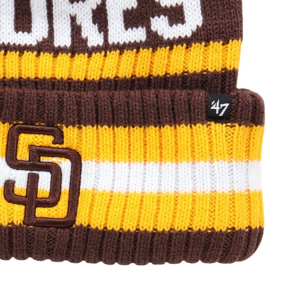 '47brand '47BRAND MLB Pom-Pom Knit Hat, Cuff Knit, SD Brown, Free Size, 47A-CFKN-B-BERNG21ACE-BW