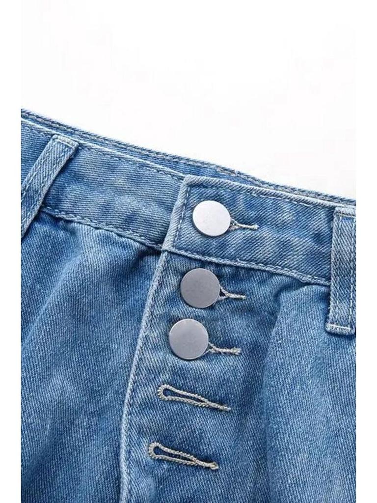 2025 Blue Ripped Women's Loose Straight Jeans - European & American Style