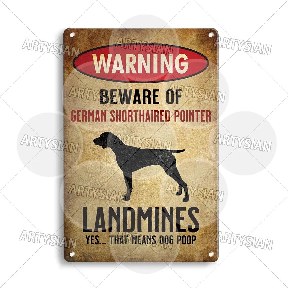 Beware Of Dog Warning Metal Sign Setter Aussie Corso Frenchie Labrador Poodle Bulldog Beagle Shorthaired Pointer GSP Lab Plaque