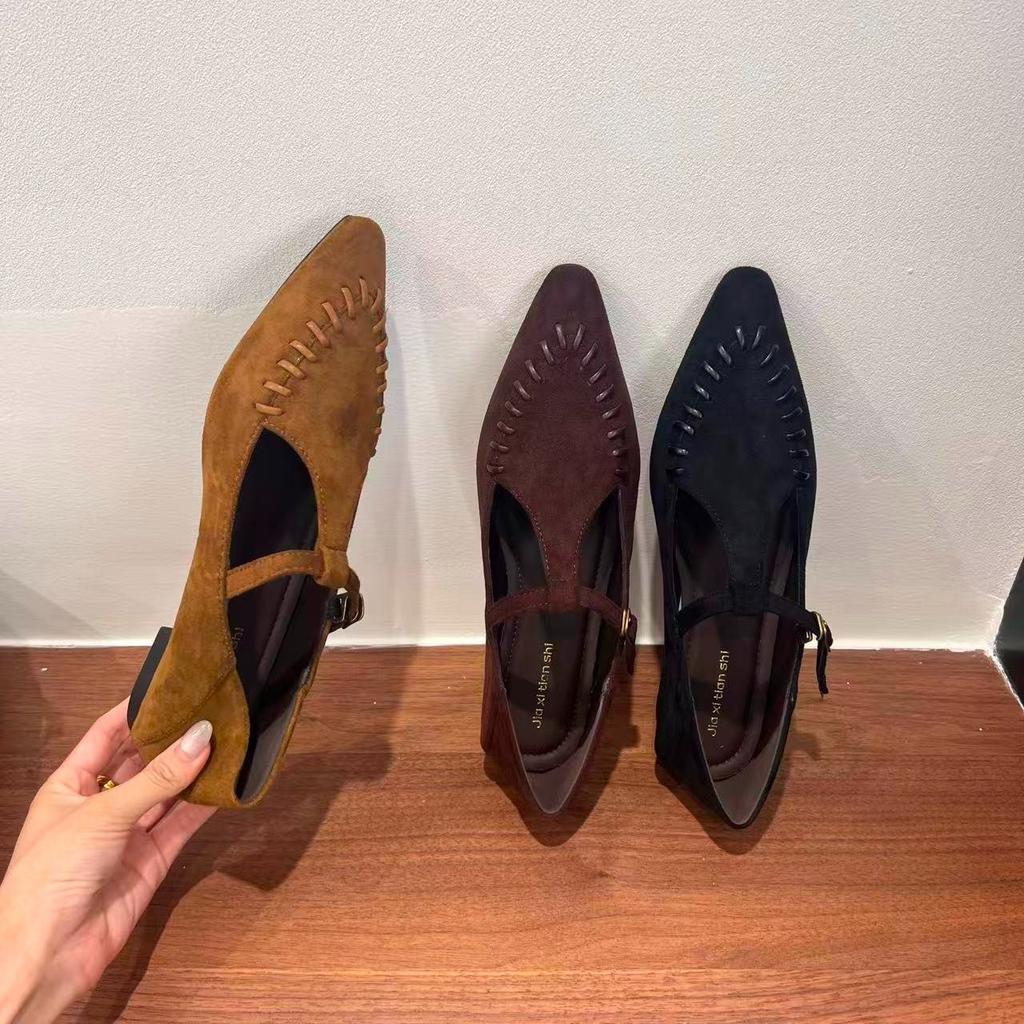 Retro Pointed Mary Jane Shoes Women's Autumn Versatile Temperament Autumn New Daily Women's Shoes Single Shoes