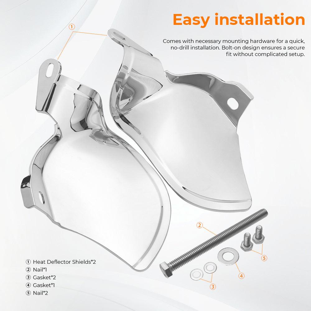 Motorcycle Accessory 1 Pair Heat Deflector Shields ABS Plastic Chrome Fit For Harley Softail Heritage Classic FLHC 2018-2026