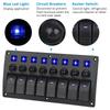 Painel de interruptores de balancim para barco marinho de 8 vias com disjuntores, painel de interruptores LED 12V 24V para barco, trailer, caminhão, acessórios