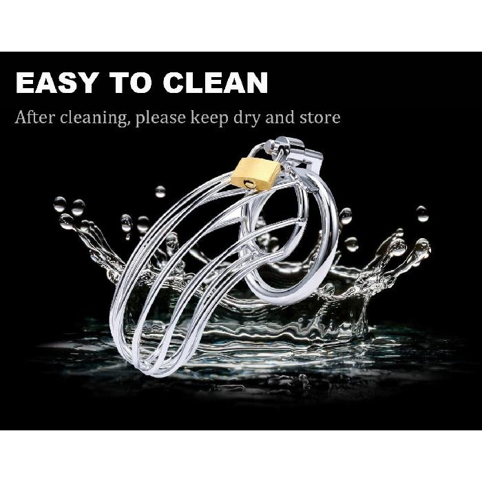 Male Chastity Device Cock Cage Belt 3 Ring of Various Sizes,Advanced Metal Silver Lock Cage Adult Sex Toy,Including Locks and 3 Key