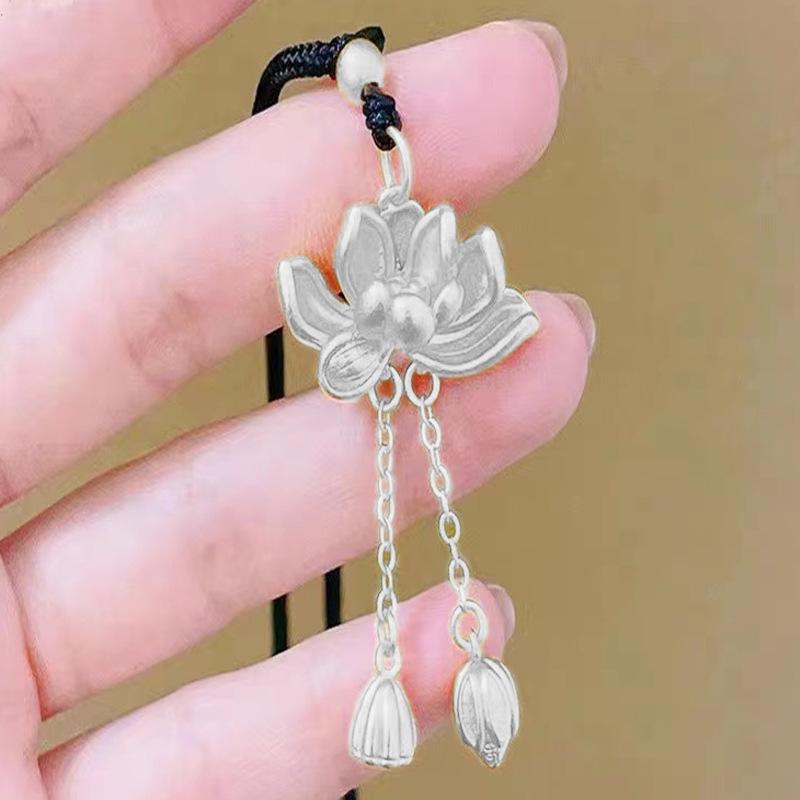 Nový náhrdelník s přívěskem lotosu v čínském stylu - Vysoká barevná stálost a vynikající 3D design, symbolizující dvojí štěstí