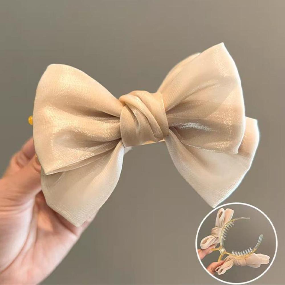 

Shiny Mesh Shark Clip Satin Bow French Spring Hair Clips New Bow Hair Clip шампанского