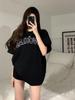 Women's Plus Size Retro Letter Print Short Sleeve T-shirt - Summer Loose Fit, Hong Kong Style