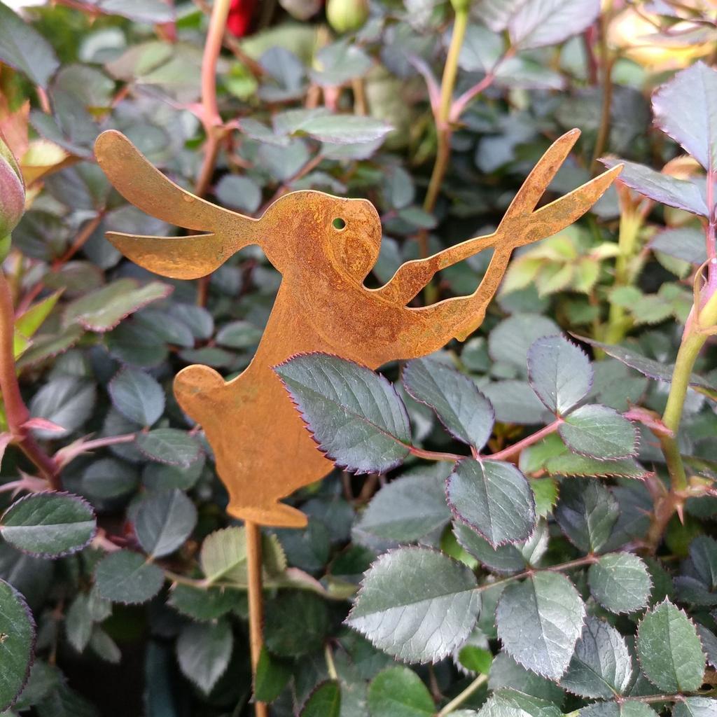 Metall Ostern Bunny Garten Pfähle Outdoor Ostern Metall Happy Easter Bunny Yard Zeichen Rasen Decor Ostern Yard Zeichen