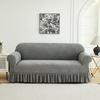Solid Color Skirted Sofa Cover Slip Proof Cat Scratch Resistant Living Room Couch Protector
