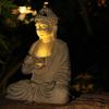 1pc Resin Solar Buddha Statue Garden Decor Light Zen Asian Japanese Garden Decoration Outdoor Front Porch Patio Yard Sculpture