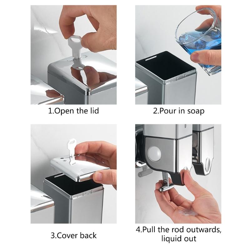Single/Double Soap Dispenser Wall-mount Shower Bath Shampoo Dispenser Liquid Soap Container Bathroom Washroom Kitchen