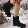 Fashion Faux Suede Zip Decor Work Boots Women Winter Warm Thicken Plush Thick Sole Snow Boots Comfort Non Slip Platform Casual Shoes