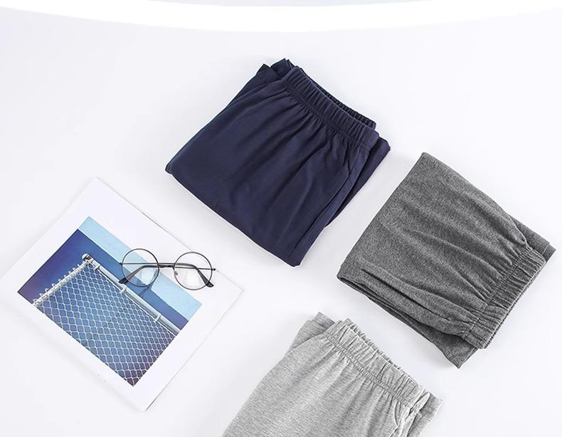 Men's Modal Cotton Pajama Pants - Versatile Elastic Fit for Spring & Autumn, Lightweight Casual Wear, Morning Exercise, Comfortable and Loose.