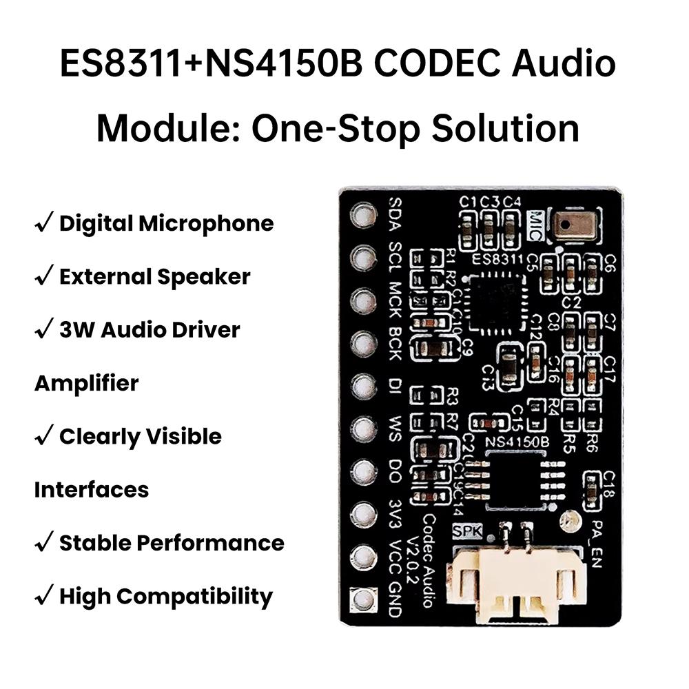 3.3V 5V Audio Recording Playback Module ES8311+NS4150B 3W Amp Dual Chip 10Pin 2.54mm Pitch Support I2C I2S for ESP32-C3 ESP32-S3