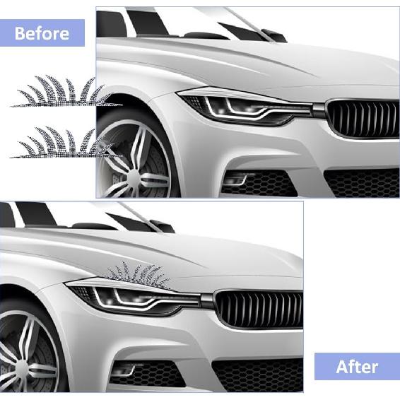 SUPERFINDINGS 2pcs Car Headlight Eyelash Stickers White Diamond False Cute Rhinestone Sparkling Diamond Car Eyelid Decoration