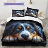 Black Australian Shepherd Pattern Bedding Home Decoration Birthday Gift (1 * duvet cover + 2 * pillowcase, without core)