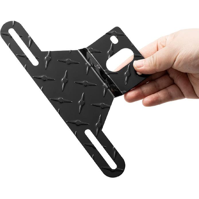 CZC AUTO Aluminum Trailer License Plate Light Bracket With Light Mount Hole For Trailers Trucks (Black)