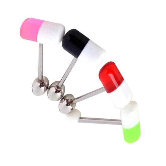 10Pcs Unisex Acrylic Pill Tongue Barbell Nipple Ring Stud Body Piercing Jewelry