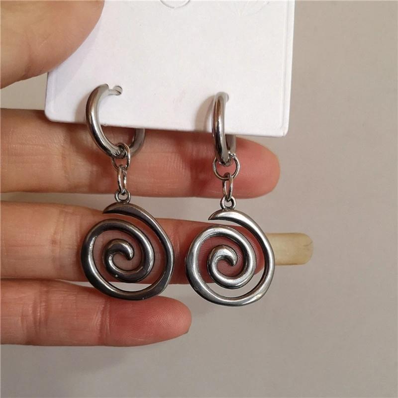 Chic Distressed Geometric Earrings Accessory Eye Catching Dangle Ear Rings Adornment for Vintage Fashion Enthusiasts