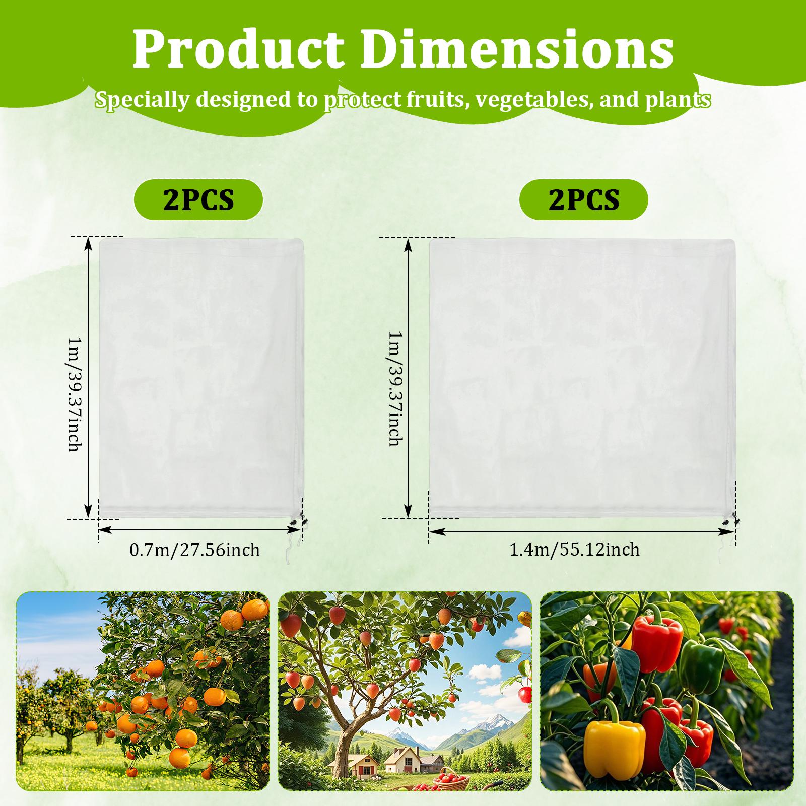 

4Pcs Fruit Tree Netting Cover Breathable Fine Mesh Garden Netting with Drawstring and Zipper Reusable Plant Insect Netting