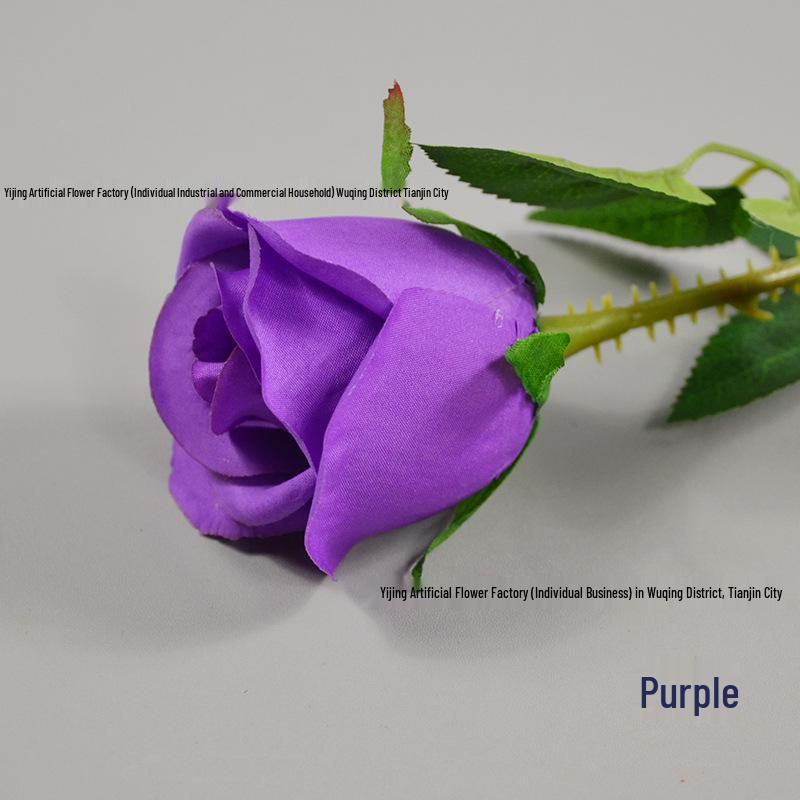 Silk Rose Bud Single Stem Flower for Home and Wedding Decor