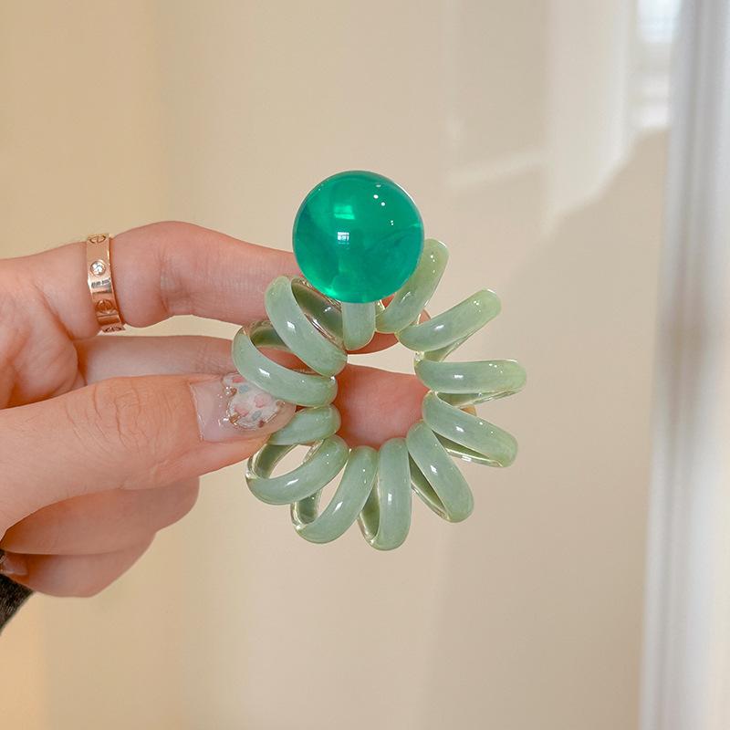 1 Stück gelee-farbenes perlenbesetztes Telefonkabel-Haargummi, hochelastisches Zopfgummi, geflochtenes Haar, kontrastfarbenes Stirnband, Haargummi