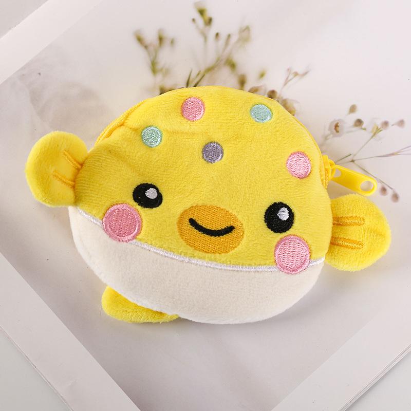 1Pcs Plush Zipper Coin Wallet Cute Pufferfish Mini Coin Purse Women'S Small Change Bag Key Earphone Pouch