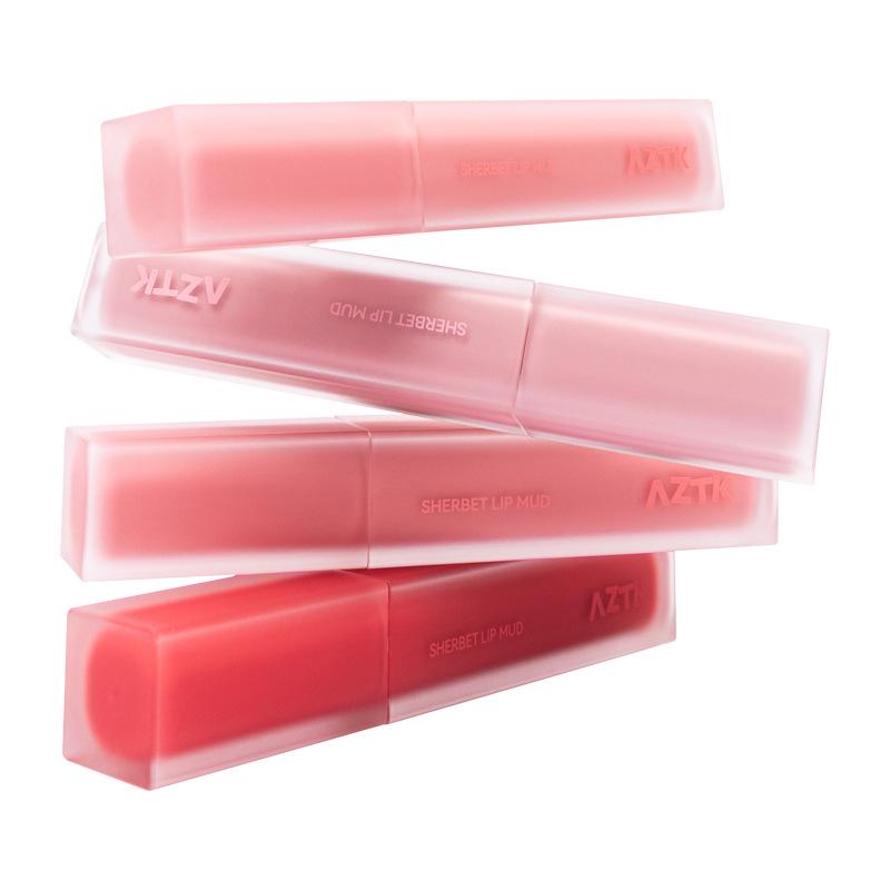 AZTK Non-Stick Matte Sherbet Lip Mud - Nude Color, Long-Lasting Lipstick