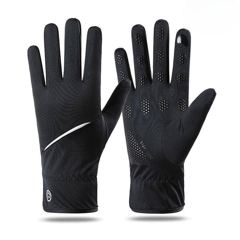 

Мужские перчатки из ледяного шелка для защиты от солнца для летних видов спорта на открытом воздухе, езды, вождения, легкие, с защитой от солнца и нескользящие дышащие перчатки на все пальцы One size