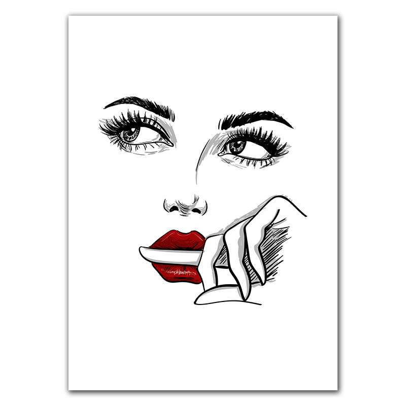 Red Lip Makeup Beauty Girls Face Wall Decor Art Poster Modern Picture Fashion Prints Canvas Painting For Girl Bedroom HD2965