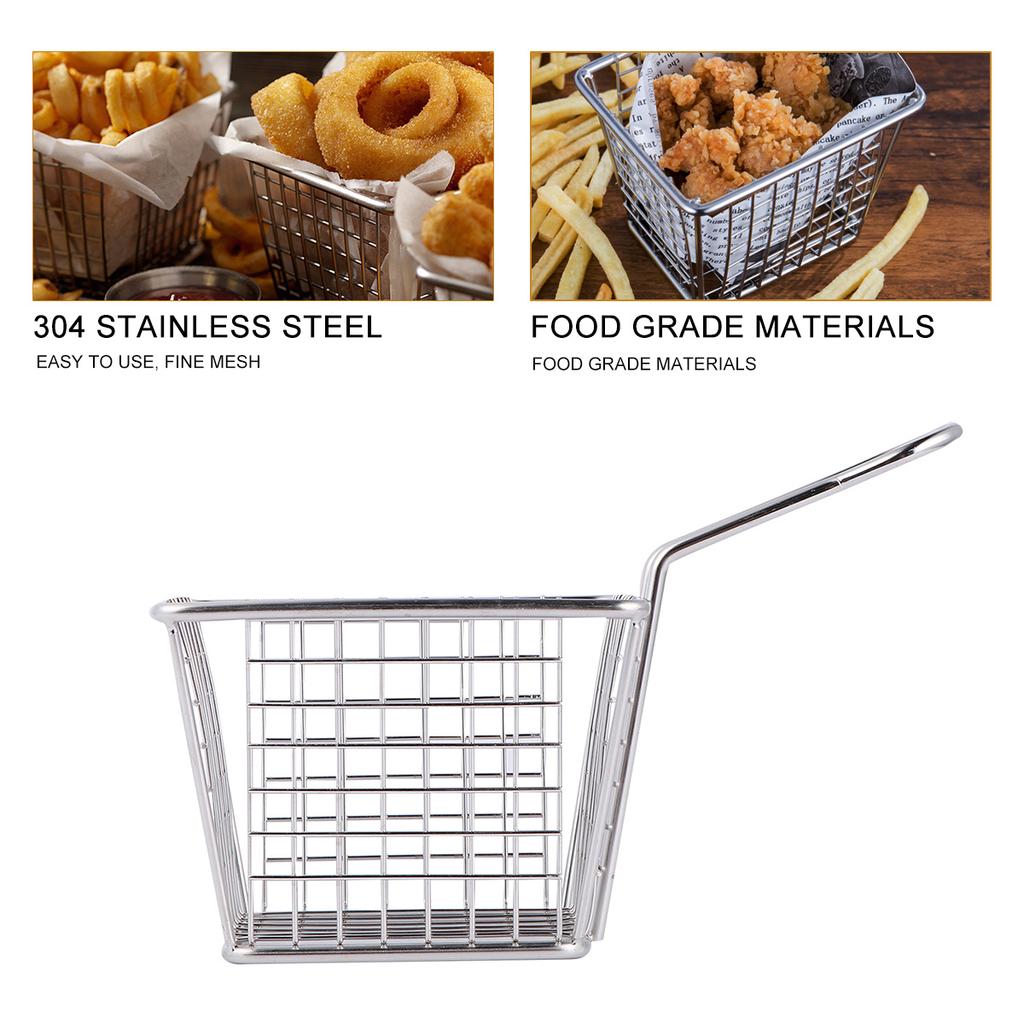 Stainless Steel Snack Basket Shrimp Fry Kitchen Baskets Pasta Boil Deep Frying Food Mesh Colander Reusable Practical Long Handle
