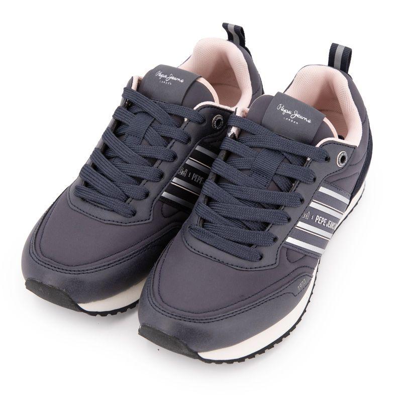 Baskets navy à lacets intérieur rose pastel Femme PEPE JEANS