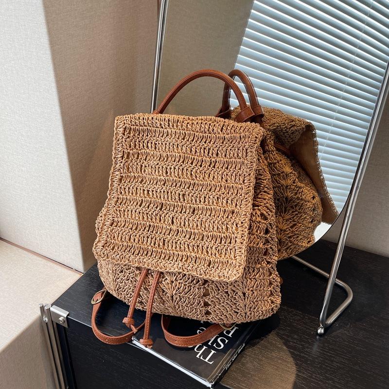 Woven straw bag women's large-capacity new spring and summer backpack casual high-end seaside beach bag