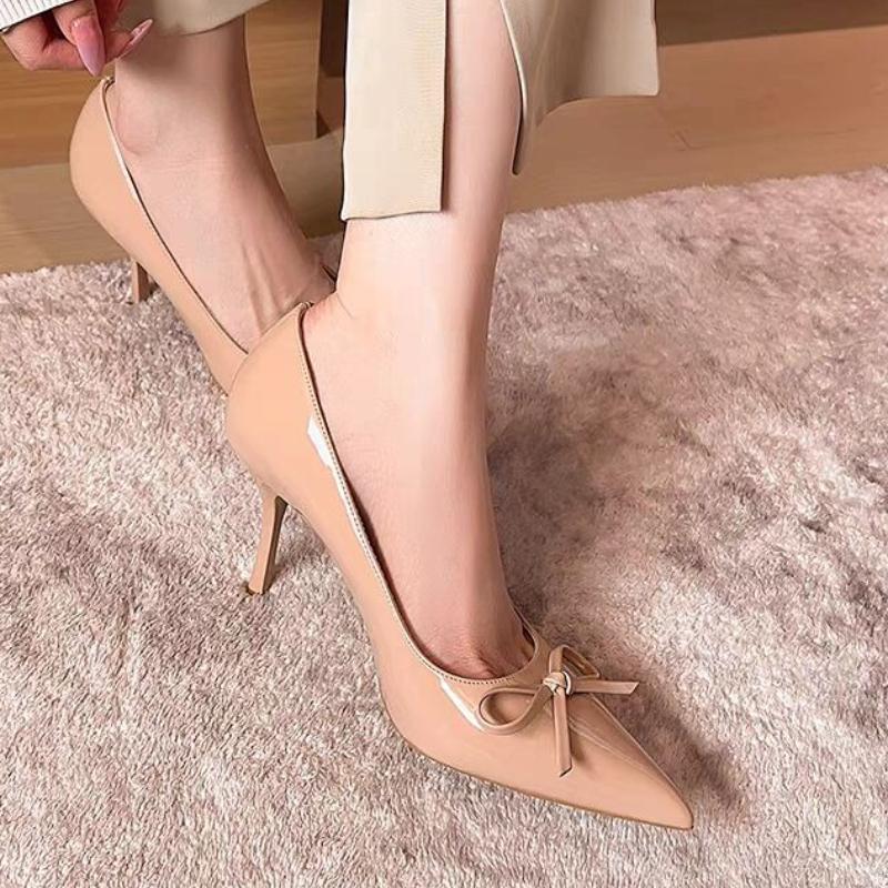 2026 Women's Shoes New Autumn Pointed Toe Women's High Heels Elegant Thin Heels Dress Pumps Ladies Fashion Bow Shoes Women