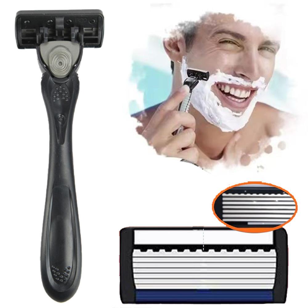 Men's Waterproof Manual Razor Seven Layer Stainless Steel Blade Classic Shaving No Skin Irritation Old School Shaver Heads