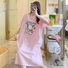 Women's Plus Size Summer Cartoon Nightdress – Lightweight, Round Neck, Short Sleeves, Mid-Length