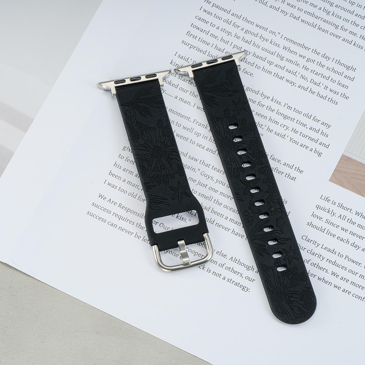 

Silicone Strap For Apple Watch 10 46mm 42mm band For Iwatch Ultra 2 1 49mm 9 8 7 45mm 41mm SE 6 5 4 44mm 40mm 3 2 1 42mm 38mm 38 40 41 S10-42MM чёрный