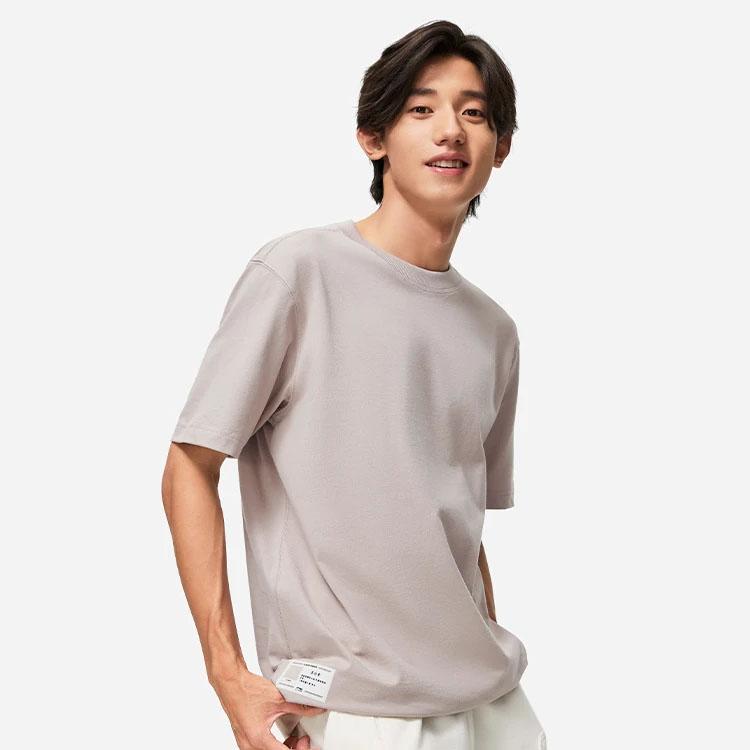 Li Ning Sports Lifestyle Series Solid Color Round Neck Short Sleeve T-Shirt Men Tops Goat-Gray AHST187-9