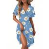 Women's Casual Fashion Dress Vintage Floral Floral Short Sleeve V-neck Dress
