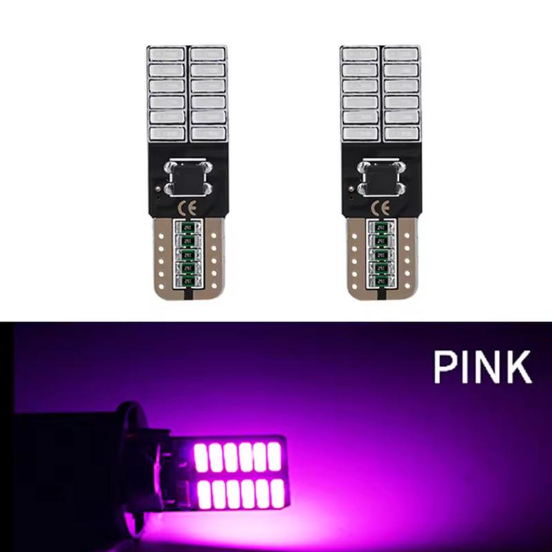 2pcs LED T10 W5W 4014 24/26SMD Bulbs Canbus No Error Interior Dome Lights High Power Auto Width Reading Lamp White Red Amber 12V