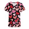 Nurse Uniform Love Heart Print Pocket V-Neck Nursing Scrubs Tops Workwear Women's T-shirts