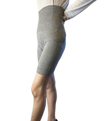 SUMIyarn 3/4 Length Belly Warmer Tights, Short Pants, Above the Knee (L, Gray)