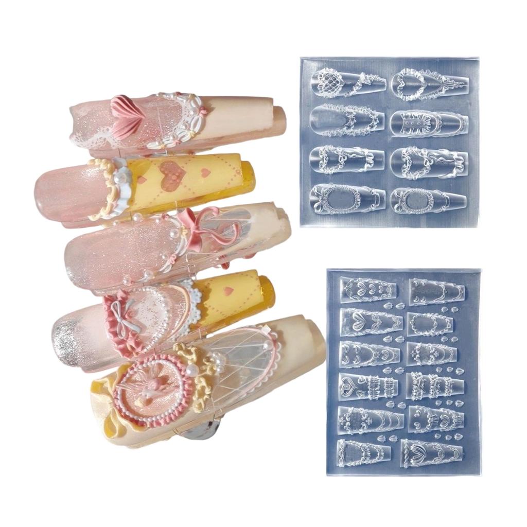 Nail Art Silicone Mold Cream Lace Shape Manicure Training Tool Professional Manicure Supplies for Various Occasion