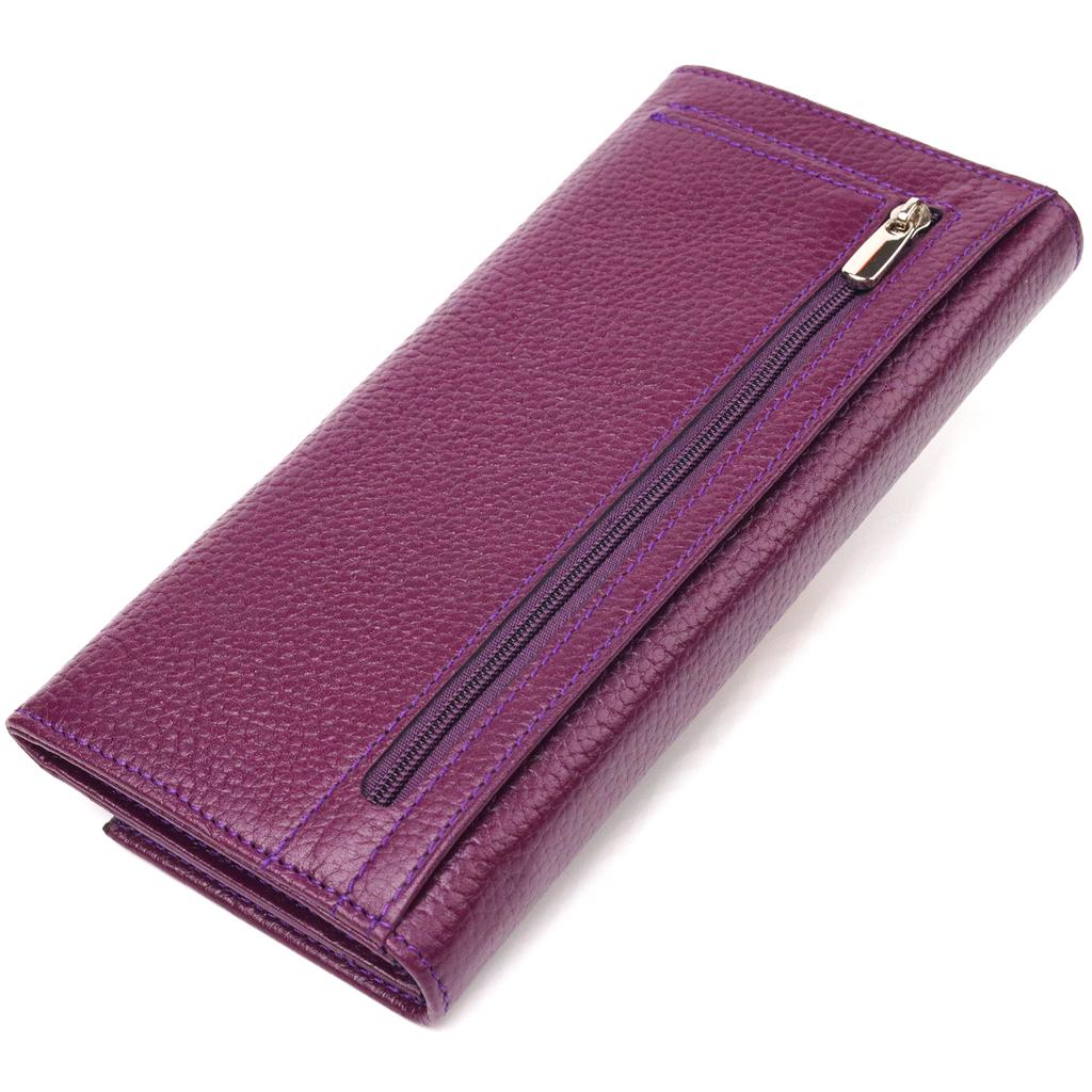 Geräumige Damenbrieftasche aus genarbtem Echtleder CANPELLINI Wallet 21630 Lila