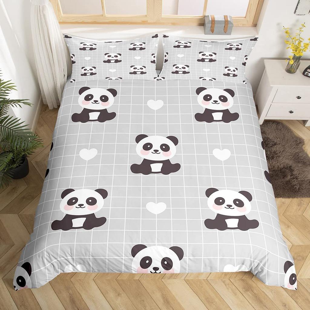 Panda down quilt cover pink cute comfortable bedding soft and comfortable