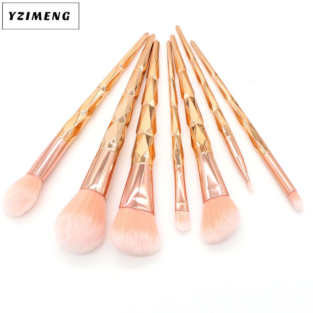 

10-Piece Iridescent Unicorn Makeup Brush Set - Includes Eyeshadow & Loose Powder Brushes