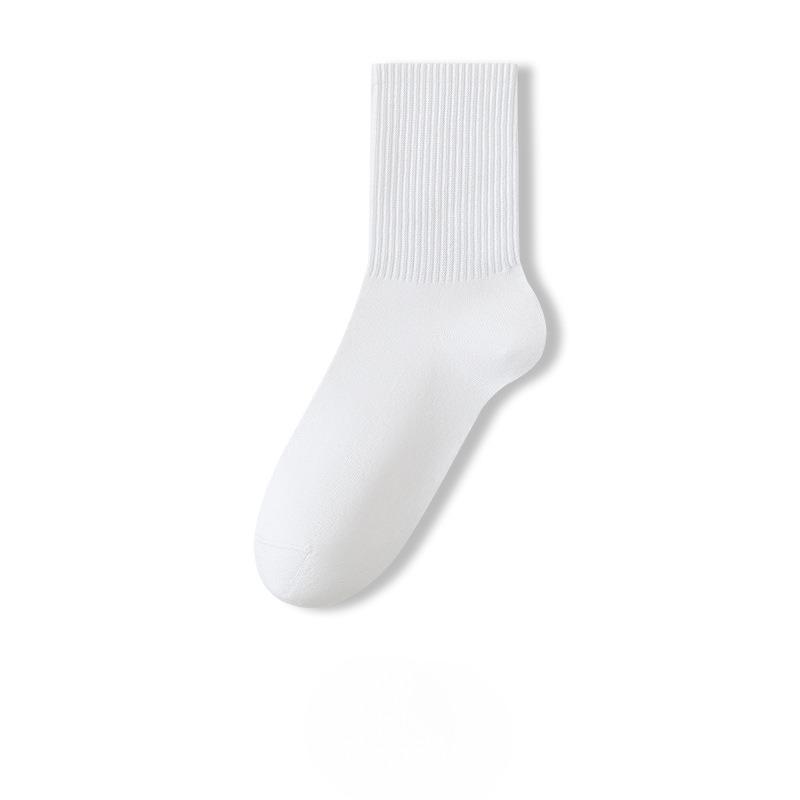 Male Spring and Autumn Pure Cotton Pure Color Antibacterial Sweat Absorbent Tube Cotton Socks