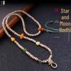 Thailand Amulet Necklace with Diamond Inlaid Bodhi, Star Moon Design, Quick Release Buckle, Thangka, and Emerald Jade Pendant