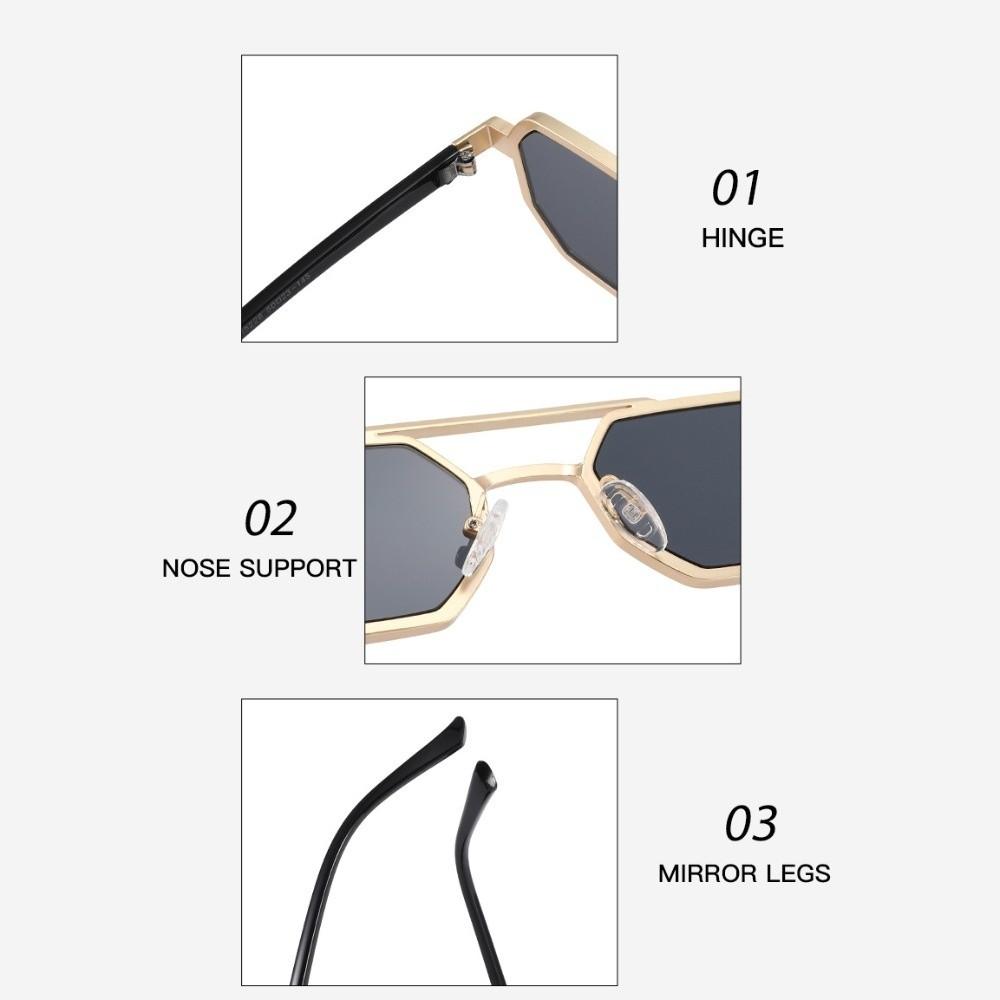 Large Frame Double Beam Sun Glasses UV400 Multicolor Eyewear Polygon Sunglasses  Unisex